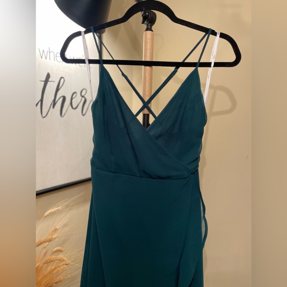 Lulu’s In Love Forever Emerald Green Lace-Up High-Low Maxi Dress - Picture 3 of 15